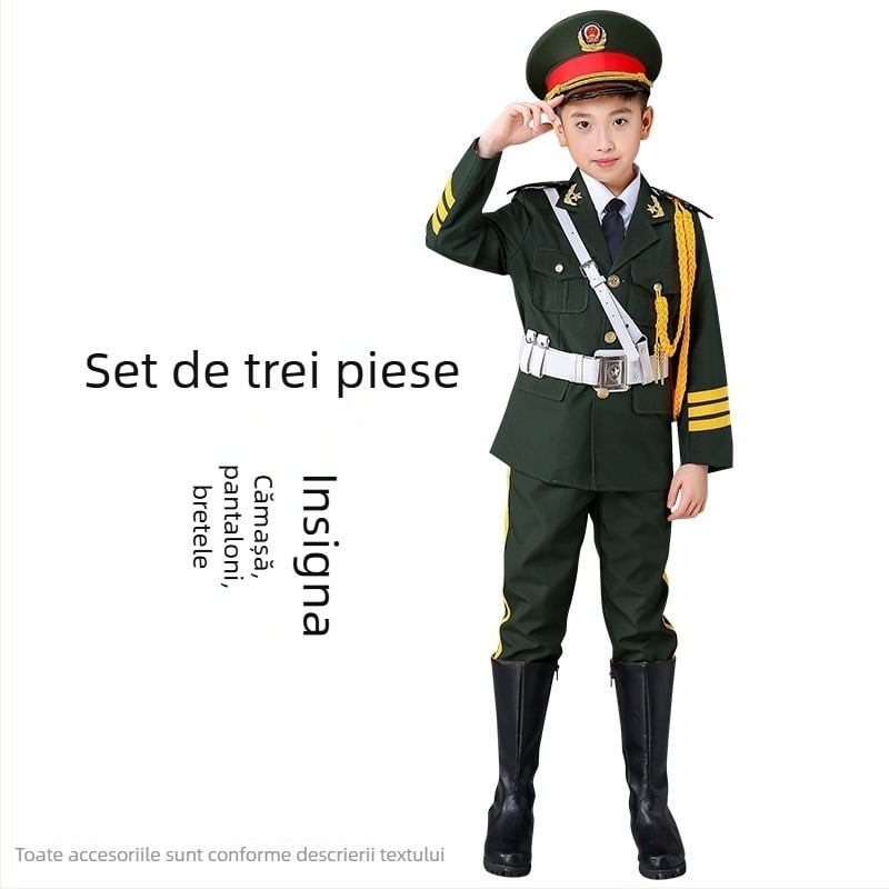 Îmbrăcăminte de performanță pentru copii pentru ceremonialul de ridicare a drapelului – unisex, 80% acrilic, material Rorni, tratament moale, primăvara 2025, brand Tianbei, pentru copii peste 8 ani