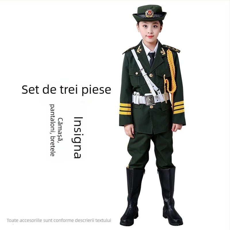 Îmbrăcăminte de performanță pentru copii pentru ceremonialul de ridicare a drapelului – unisex, 80% acrilic, material Rorni, tratament moale, primăvara 2025, brand Tianbei, pentru copii peste 8 ani