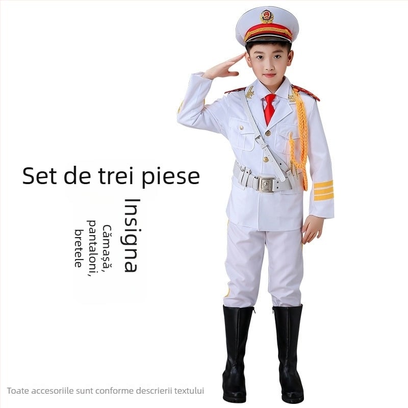 Îmbrăcăminte de performanță pentru copii pentru ceremonialul de ridicare a drapelului – unisex, 80% acrilic, material Rorni, tratament moale, primăvara 2025, brand Tianbei, pentru copii peste 8 ani