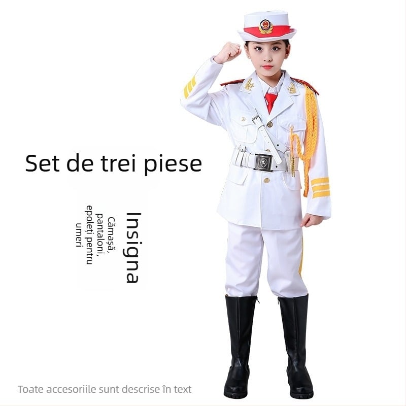 Îmbrăcăminte de performanță pentru copii pentru ceremonialul de ridicare a drapelului – unisex, 80% acrilic, material Rorni, tratament moale, primăvara 2025, brand Tianbei, pentru copii peste 8 ani