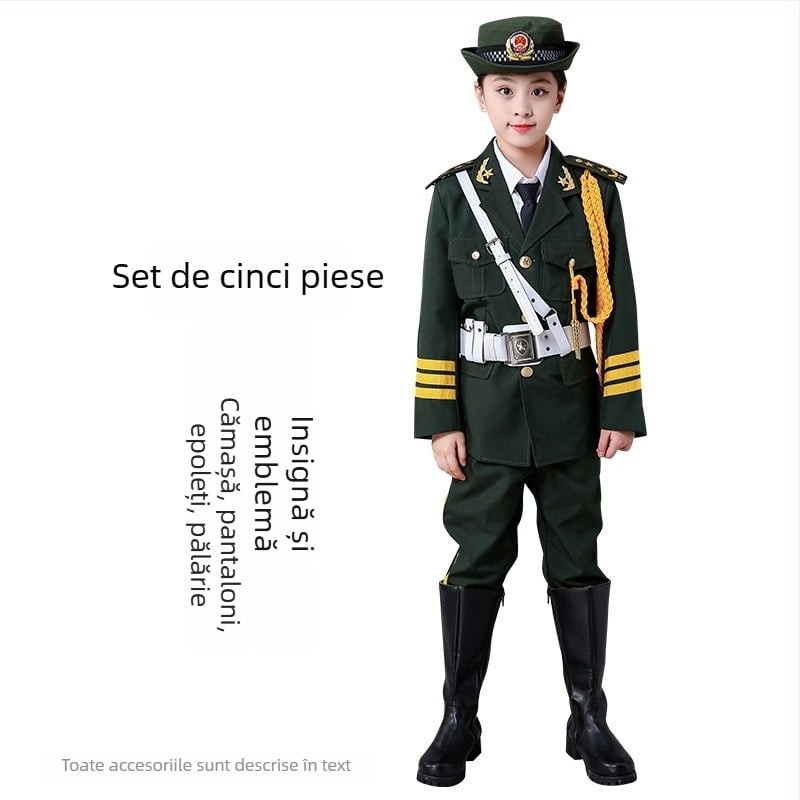 Îmbrăcăminte de performanță pentru copii pentru ceremonialul de ridicare a drapelului – unisex, 80% acrilic, material Rorni, tratament moale, primăvara 2025, brand Tianbei, pentru copii peste 8 ani