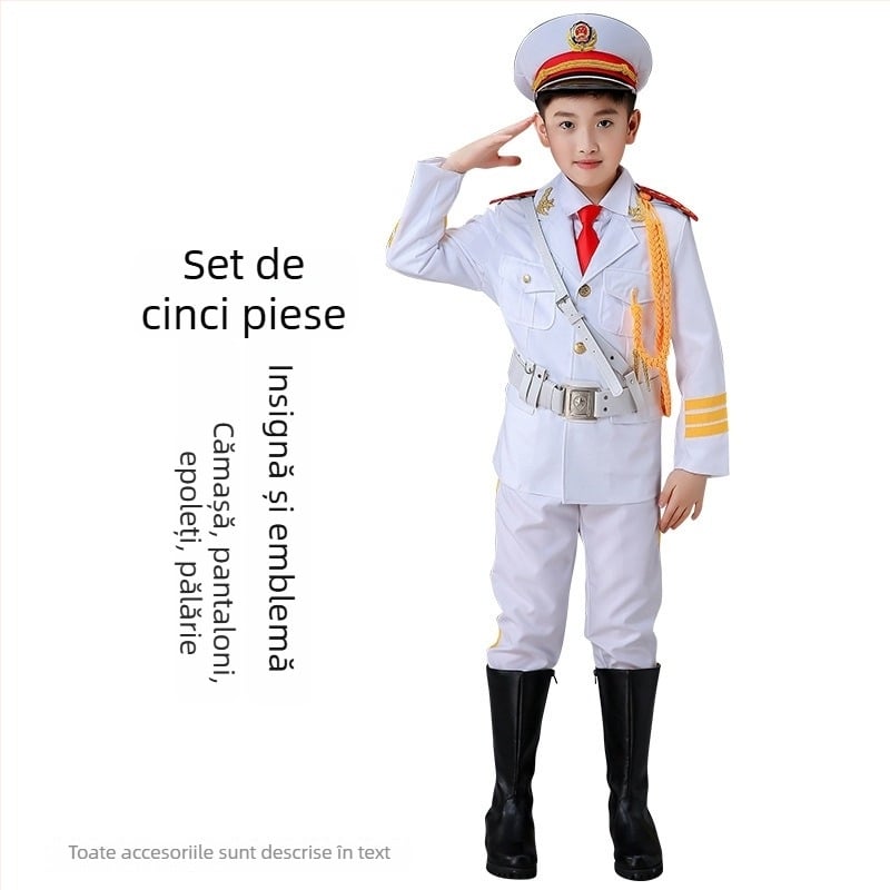 Îmbrăcăminte de performanță pentru copii pentru ceremonialul de ridicare a drapelului – unisex, 80% acrilic, material Rorni, tratament moale, primăvara 2025, brand Tianbei, pentru copii peste 8 ani