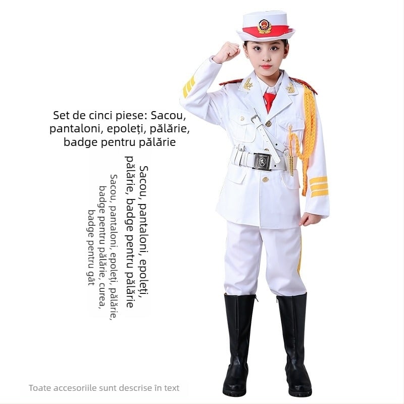 Îmbrăcăminte de performanță pentru copii pentru ceremonialul de ridicare a drapelului – unisex, 80% acrilic, material Rorni, tratament moale, primăvara 2025, brand Tianbei, pentru copii peste 8 ani
