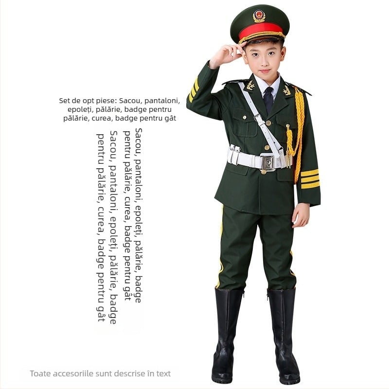 Îmbrăcăminte de performanță pentru copii pentru ceremonialul de ridicare a drapelului – unisex, 80% acrilic, material Rorni, tratament moale, primăvara 2025, brand Tianbei, pentru copii peste 8 ani