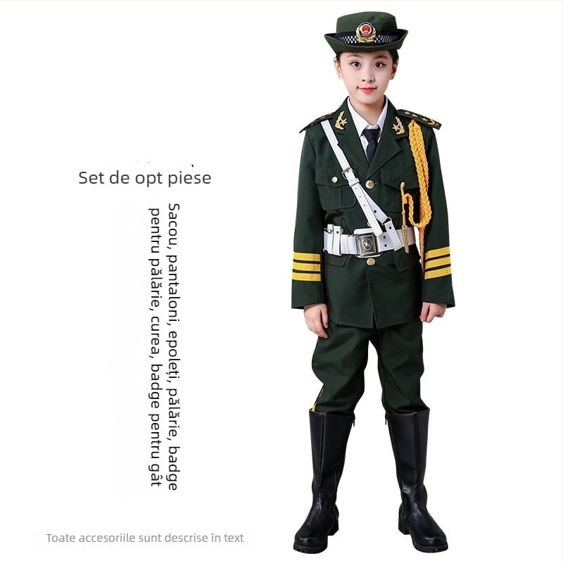 Îmbrăcăminte de performanță pentru copii pentru ceremonialul de ridicare a drapelului – unisex, 80% acrilic, material Rorni, tratament moale, primăvara 2025, brand Tianbei, pentru copii peste 8 ani