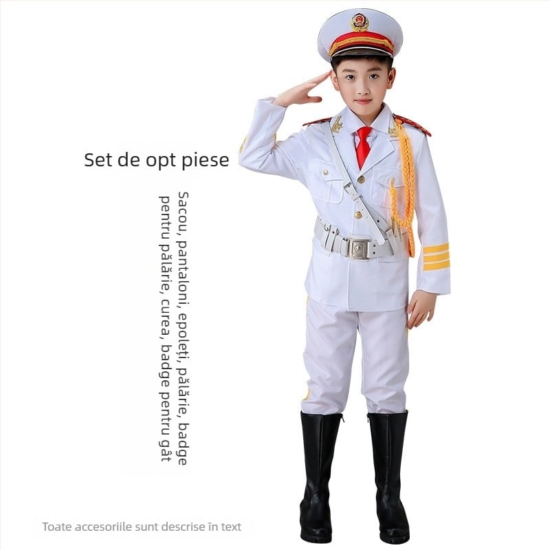 Îmbrăcăminte de performanță pentru copii pentru ceremonialul de ridicare a drapelului – unisex, 80% acrilic, material Rorni, tratament moale, primăvara 2025, brand Tianbei, pentru copii peste 8 ani