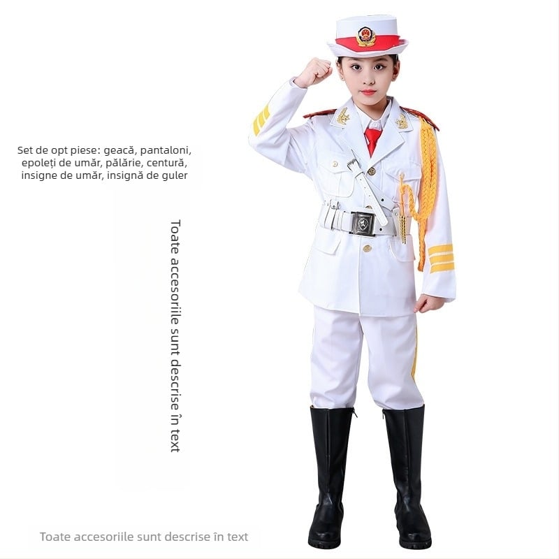 Îmbrăcăminte de performanță pentru copii pentru ceremonialul de ridicare a drapelului – unisex, 80% acrilic, material Rorni, tratament moale, primăvara 2025, brand Tianbei, pentru copii peste 8 ani