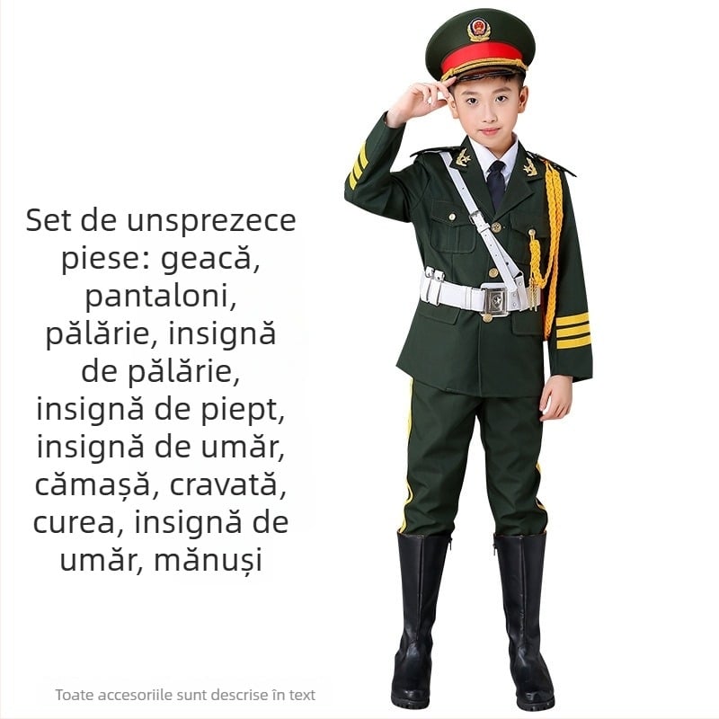 Îmbrăcăminte de performanță pentru copii pentru ceremonialul de ridicare a drapelului – unisex, 80% acrilic, material Rorni, tratament moale, primăvara 2025, brand Tianbei, pentru copii peste 8 ani