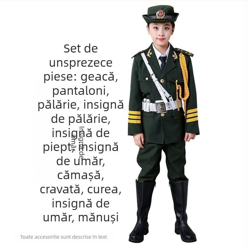 Îmbrăcăminte de performanță pentru copii pentru ceremonialul de ridicare a drapelului – unisex, 80% acrilic, material Rorni, tratament moale, primăvara 2025, brand Tianbei, pentru copii peste 8 ani