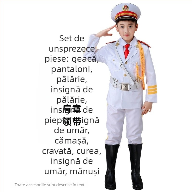 Îmbrăcăminte de performanță pentru copii pentru ceremonialul de ridicare a drapelului – unisex, 80% acrilic, material Rorni, tratament moale, primăvara 2025, brand Tianbei, pentru copii peste 8 ani
