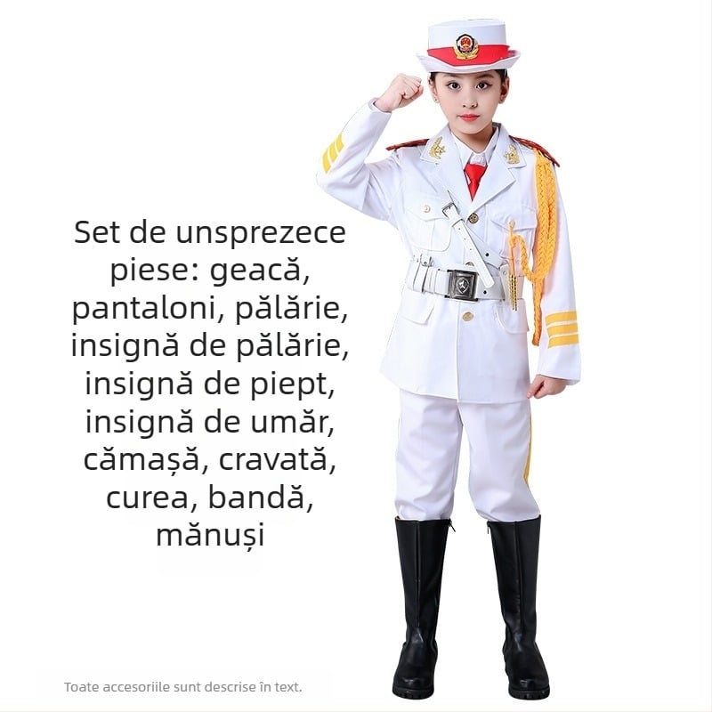 Îmbrăcăminte de performanță pentru copii pentru ceremonialul de ridicare a drapelului – unisex, 80% acrilic, material Rorni, tratament moale, primăvara 2025, brand Tianbei, pentru copii peste 8 ani