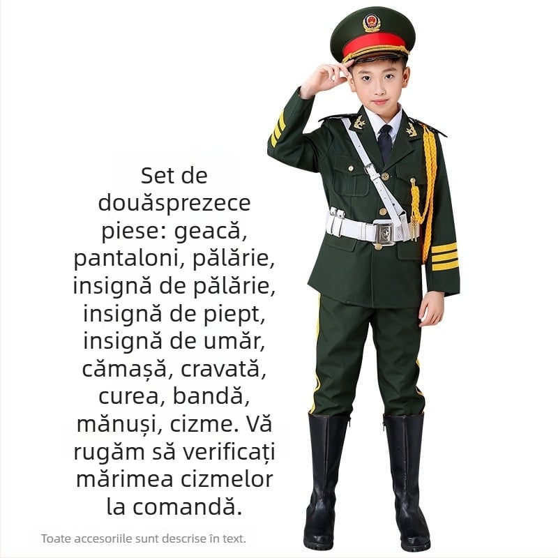 Îmbrăcăminte de performanță pentru copii pentru ceremonialul de ridicare a drapelului – unisex, 80% acrilic, material Rorni, tratament moale, primăvara 2025, brand Tianbei, pentru copii peste 8 ani