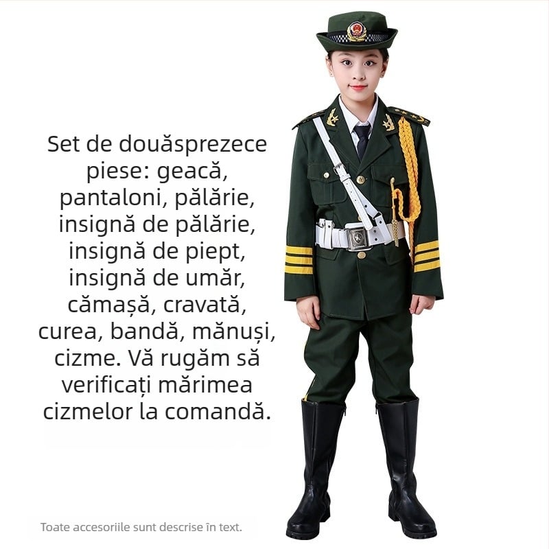 Îmbrăcăminte de performanță pentru copii pentru ceremonialul de ridicare a drapelului – unisex, 80% acrilic, material Rorni, tratament moale, primăvara 2025, brand Tianbei, pentru copii peste 8 ani