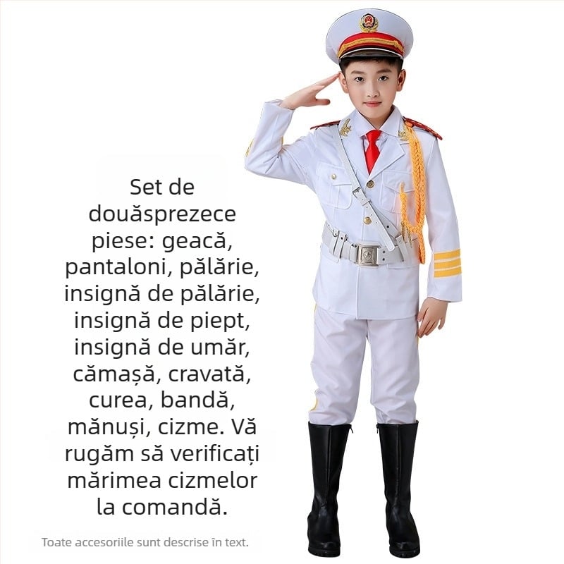 Îmbrăcăminte de performanță pentru copii pentru ceremonialul de ridicare a drapelului – unisex, 80% acrilic, material Rorni, tratament moale, primăvara 2025, brand Tianbei, pentru copii peste 8 ani