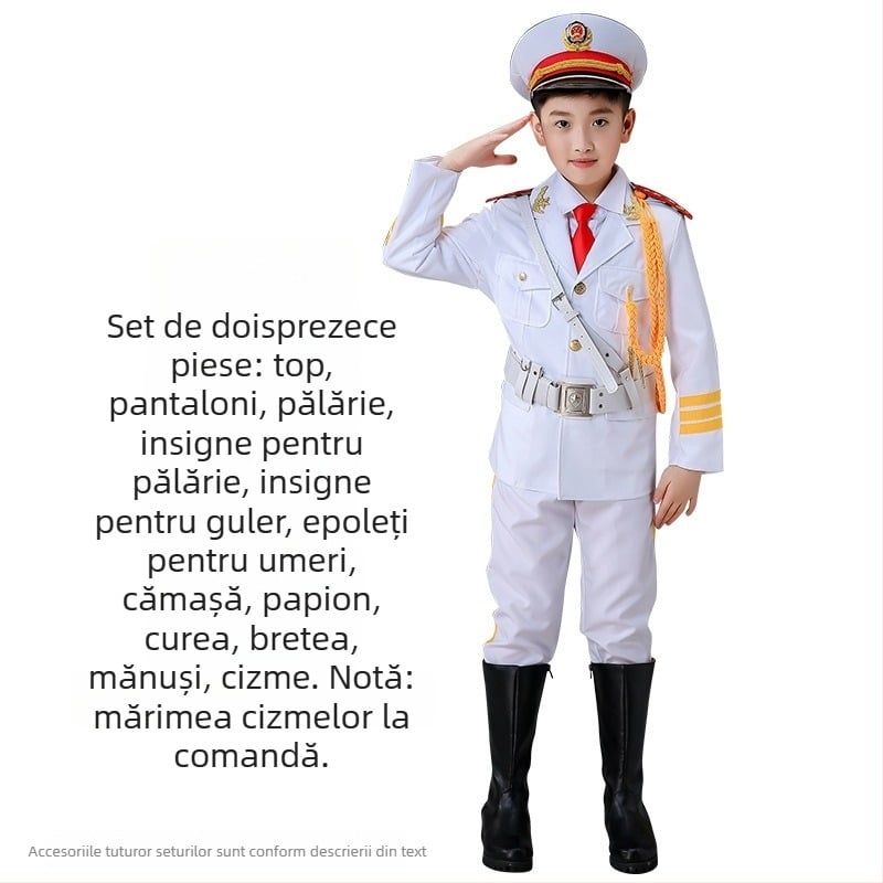 Îmbrăcăminte de performanță pentru copii pentru ceremonialul de ridicare a drapelului – unisex, 80% acrilic, material Rorni, tratament moale, primăvara 2025, brand Tianbei, pentru copii peste 8 ani