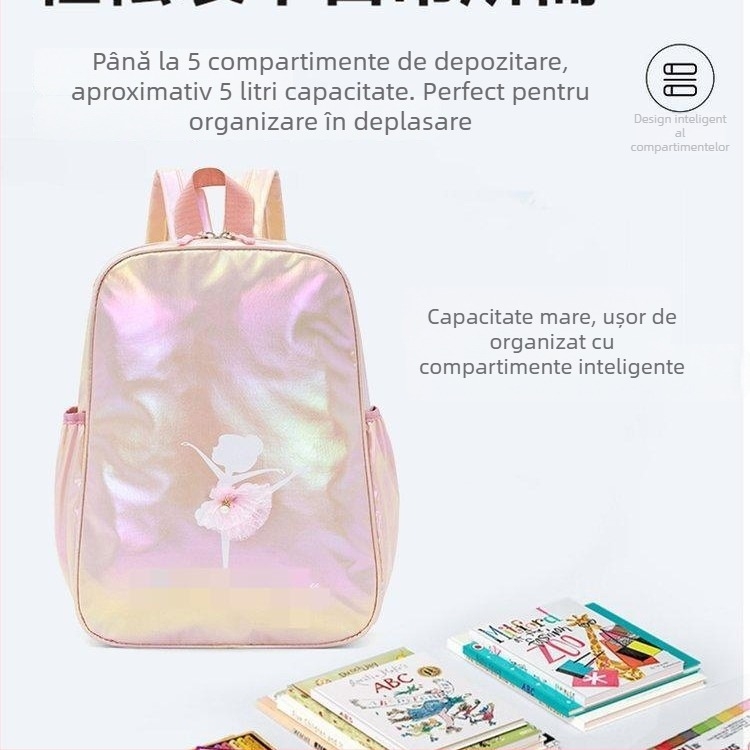 Ghiozdan pentru copii destinat dansului, cu design laser, exterior nylon, căptușeală poliester, stil drăguț, potrivit pentru grădiniță