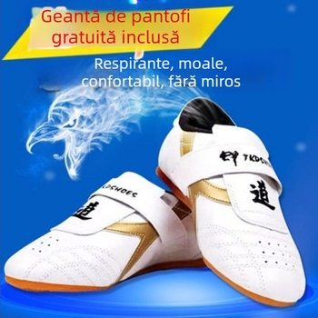 Pantofi Taekwondo pentru sală, adulți bărbați – ușori, antiderapante, rezistenți la uzură; partea superioară PU, talpă din cauciuc