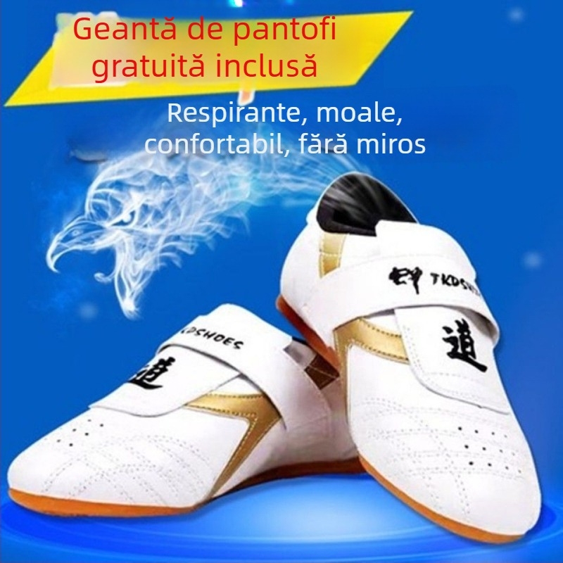 Pantofi Taekwondo pentru sală, adulți bărbați – ușori, antiderapante, rezistenți la uzură; partea superioară PU, talpă din cauciuc