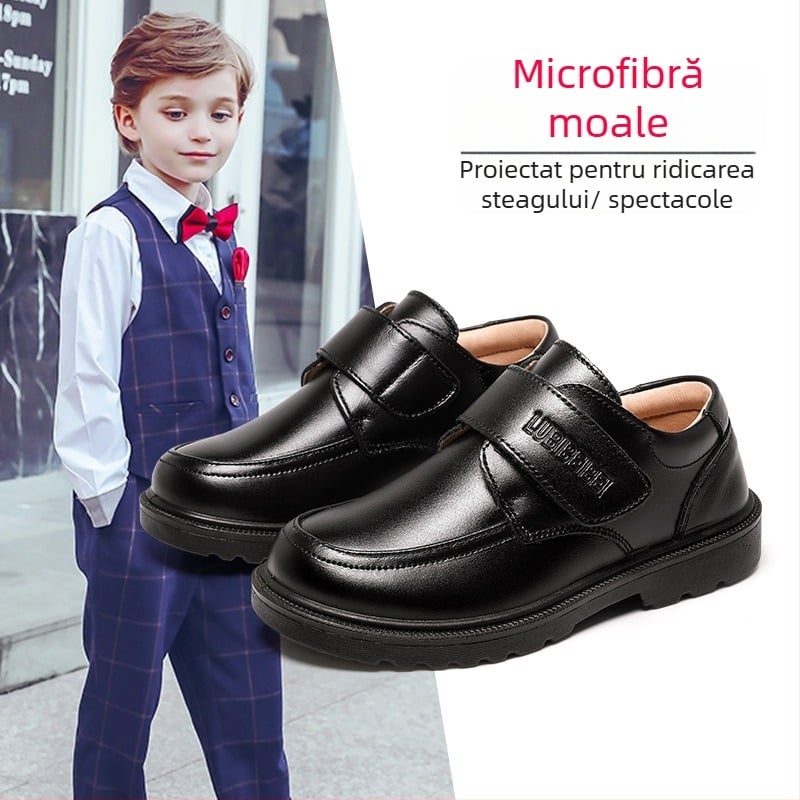 Pantofi de copii, unisex, stil colegiu, închidere Velcro, PU partea superioară, PU căptușeală