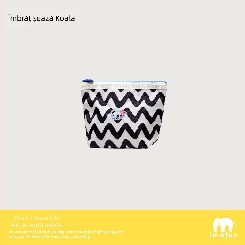 Mini husă pentru machiaj și monede – suport pentru carduri portabil, poliester cu dungi, căptușeală impermeabilă, unisex, immfun