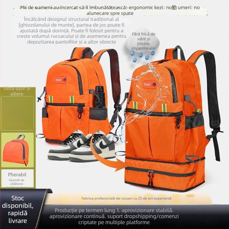Gold Art Rucsac montan cu capacitate mare, impermeabil, pentru drumeții, camping și schi, stil 2025 cu izolație termică
