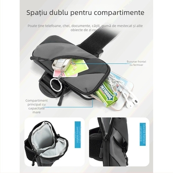 Geantă de braț pentru telefon la alergare — unisex, material Oxford, căptușeală poliester, respirabilă, impermeabilă, ultra-ușoară