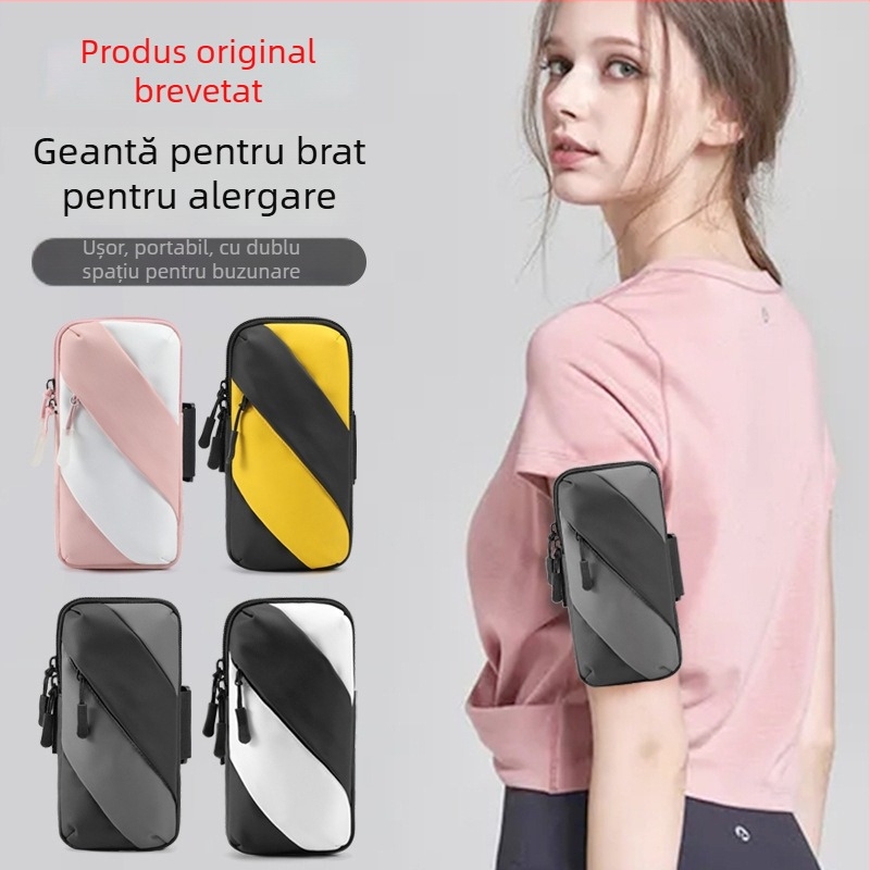 Geantă de braț pentru telefon la alergare — unisex, material Oxford, căptușeală poliester, respirabilă, impermeabilă, ultra-ușoară