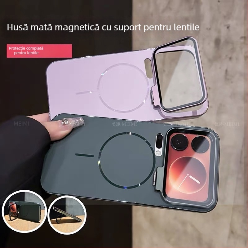 Suport metalic pentru lentilă pentru Xiaomi 17 Pro Max – finisaj mat, margine moale, bază dură, anti-cadere, compatibil cu husă de protecție