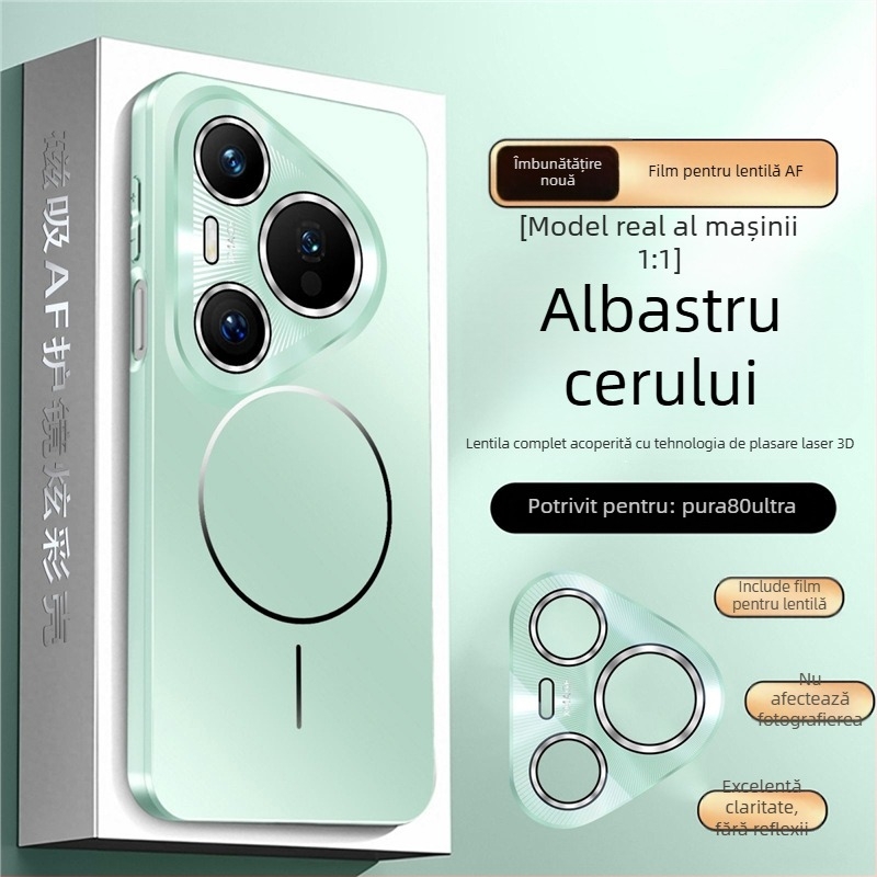 Husă Huawei Pura80 magnetice cu inel subțire electroplacat – pentru P80Pro, din plastic, protecție pentru obiectiv, anti-cadere