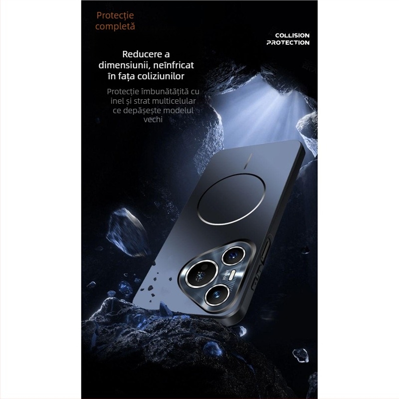 Husă Huawei Pura80 magnetice cu inel subțire electroplacat – pentru P80Pro, din plastic, protecție pentru obiectiv, anti-cadere