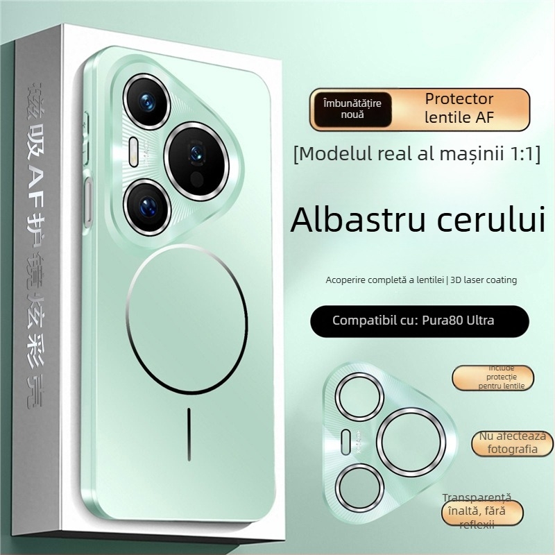 Husă Huawei Pura80 magnetice cu inel subțire electroplacat – pentru P80Pro, din plastic, protecție pentru obiectiv, anti-cadere