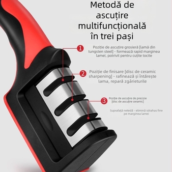 Ascuțitor portabil din oțel inoxidabil pentru cuțite și foarfeci – 3-4 etape de ascuțire, funcționare manuală, disponibil OEM / etichetă privată