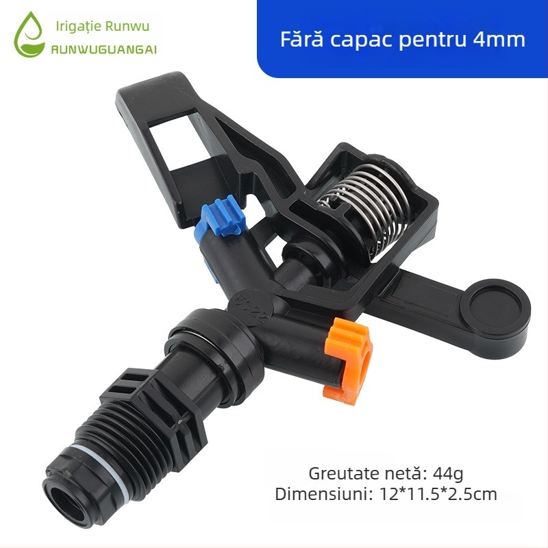 Sprinkler rotativ 360° pentru irigare, duze duble cu patru jeturi, material POM