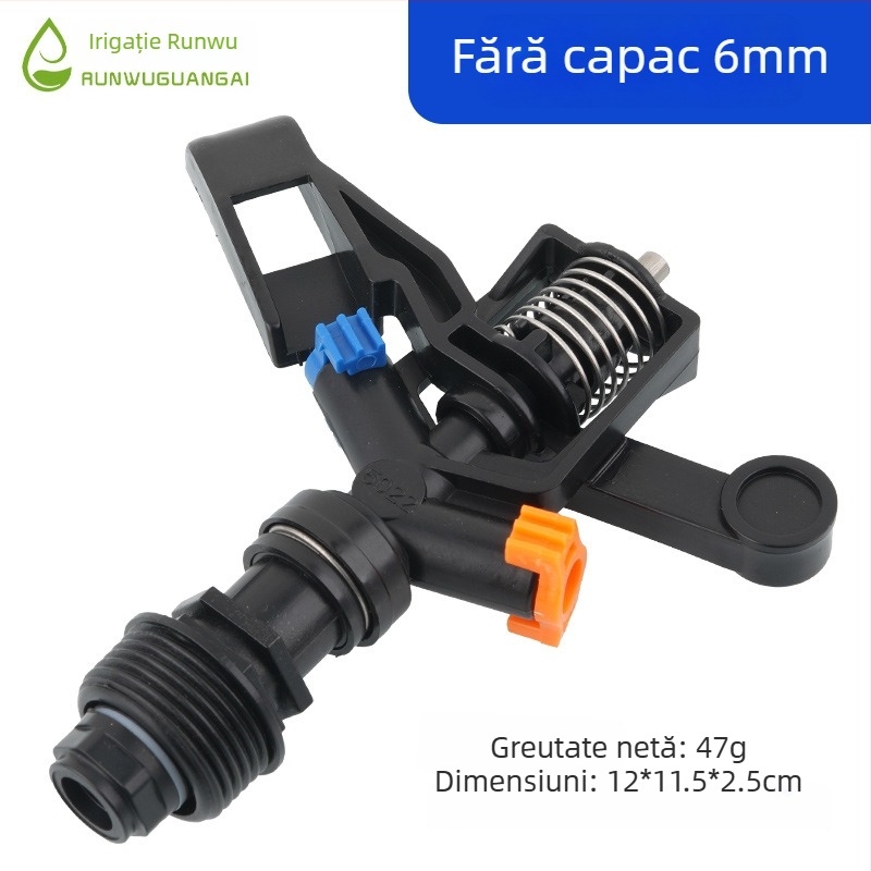 Sprinkler rotativ 360° pentru irigare, duze duble cu patru jeturi, material POM