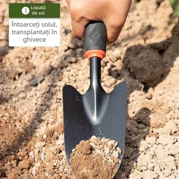 Set de 3 unelte de grădină din fier – lopată, sapă și cultivator pentru plantarea florilor și legumelor