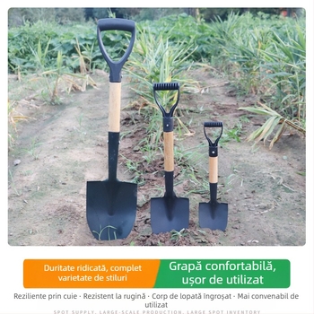 Lopată de grădină cu mâner din lemn, oțel mangan, unealtă multifuncțională pentru plantarea florilor și legumelor, afânarea solului