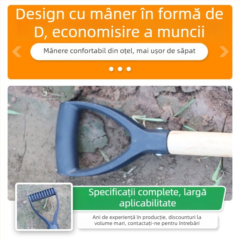 Lopată de grădină cu mâner din lemn, oțel mangan, unealtă multifuncțională pentru plantarea florilor și legumelor, afânarea solului