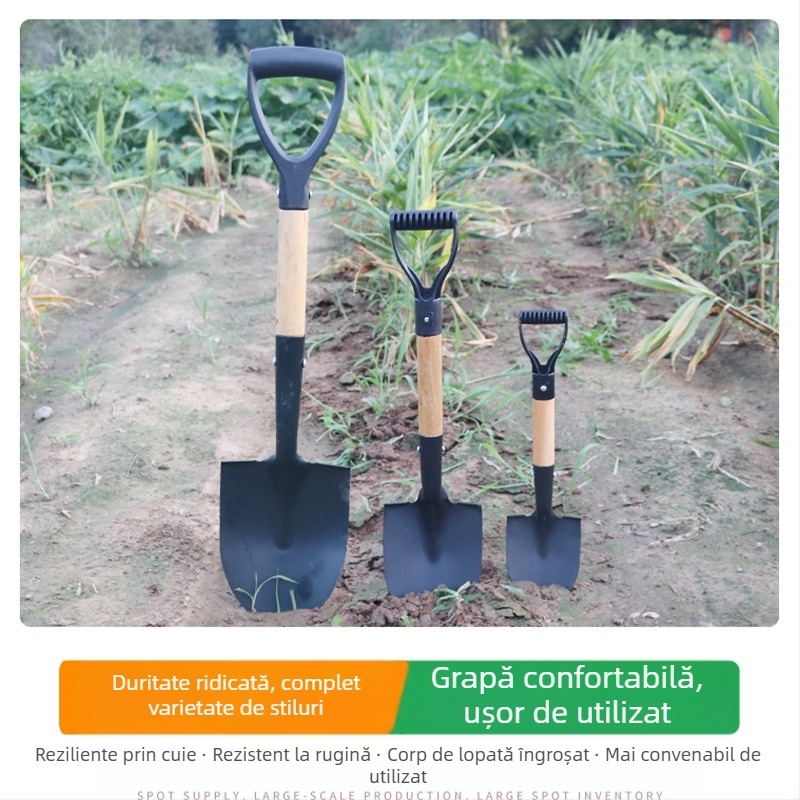 Lopată de grădină cu mâner din lemn, oțel mangan, unealtă multifuncțională pentru plantarea florilor și legumelor, afânarea solului