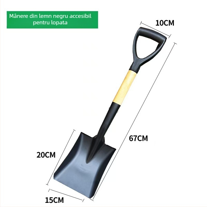 Lopată de grădină cu mâner din lemn, oțel mangan, unealtă multifuncțională pentru plantarea florilor și legumelor, afânarea solului