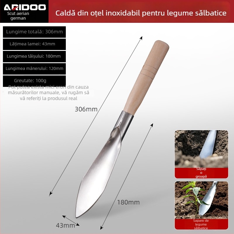 Airidun Set de 3 lopăți de grădină pentru grădina familială – lopățică pentru săpat usturoi, lopățică pentru ghiveci, lopățică pentru săpat în sol