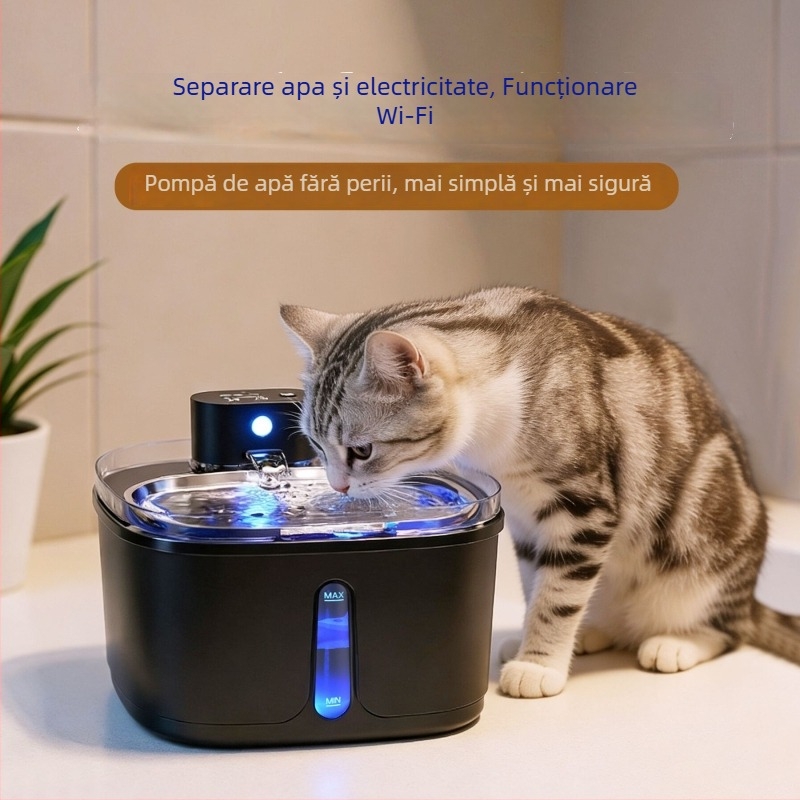 Dispenser de apă pentru pisici cu circulație automată, model A01sp, capacitate 3,2 L, baterie 4000 mAh, detașabil, fără suport pentru aplicație