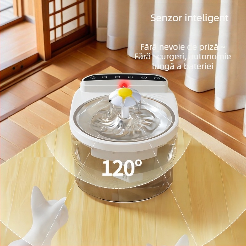 HTJ001 Dispenser de apă fără fir pentru pisici și câini — apă curgătoare, detașabil, potrivit pentru pisici și câini