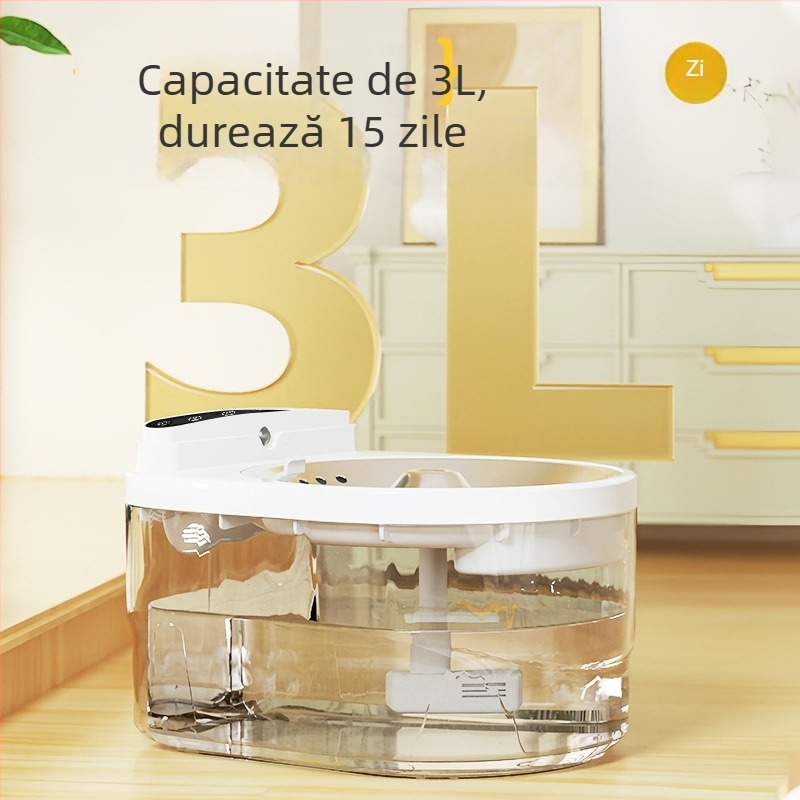 HTJ001 Dispenser de apă fără fir pentru pisici și câini — apă curgătoare, detașabil, potrivit pentru pisici și câini