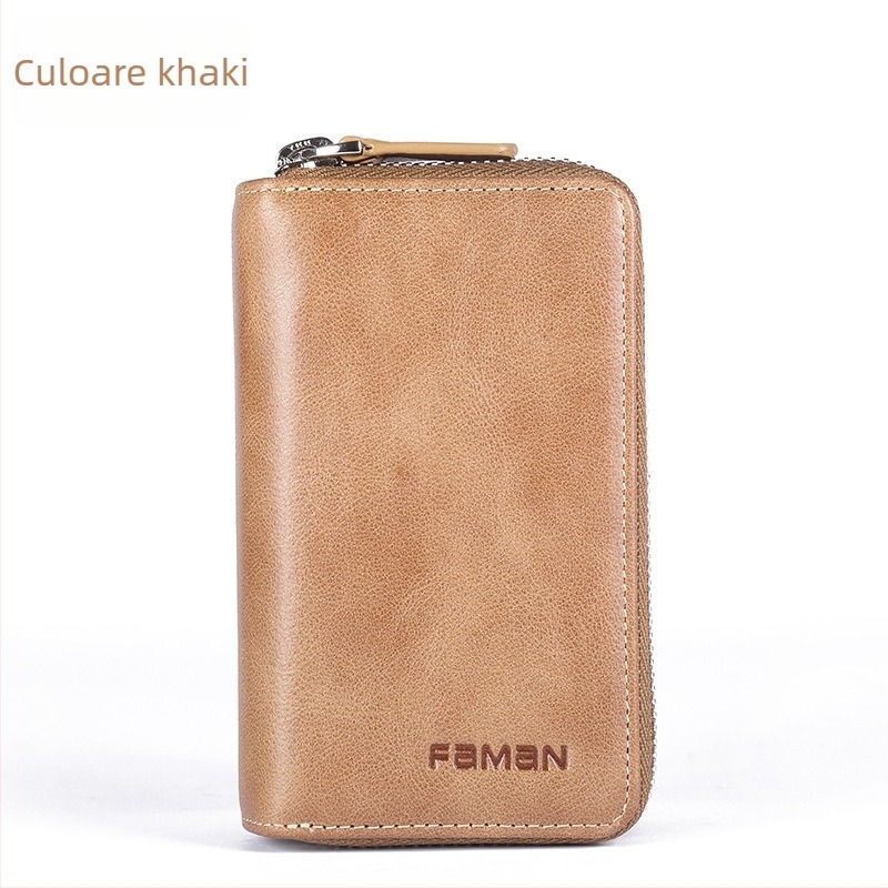 Geantă pentru chei pentru bărbați: piele naturală, piele de vită din primul strat, protecție anti-fraudă, stil urban