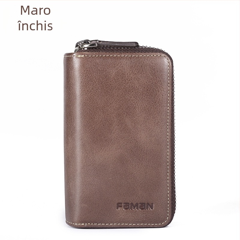 Geantă pentru chei pentru bărbați: piele naturală, piele de vită din primul strat, protecție anti-fraudă, stil urban