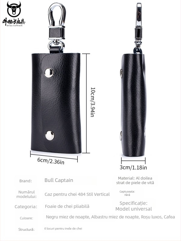 Carcasă pentru chei din piele naturală – Unisex, culoare solidă, stil de afaceri pentru deplasări