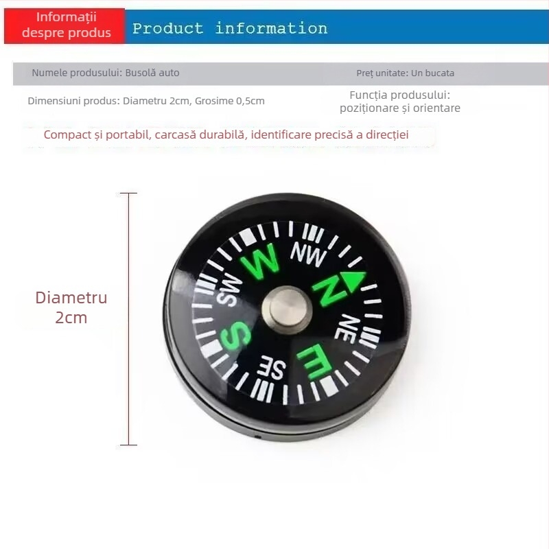 Busolă de călătorie – oțel inoxidabil, funcție busolă, impermeabil