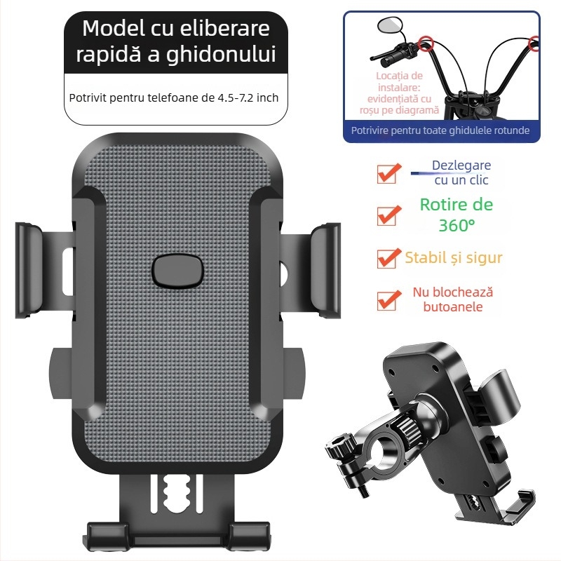 Suport MT-56 pentru telefon pentru mașini, mașini electrice și motociclete – ABS, compatibil cu toate telefoanele, navigație antișoc