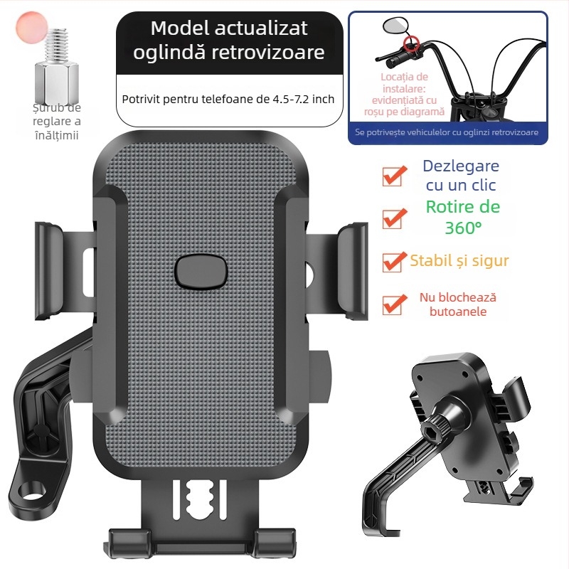 Suport MT-56 pentru telefon pentru mașini, mașini electrice și motociclete – ABS, compatibil cu toate telefoanele, navigație antișoc