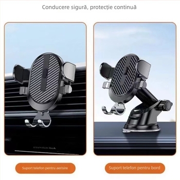 Suport pentru telefon auto cu ventuză, reglaj telescopic, potrivire universală pentru bord, consola centrală sau gură de aer, stabil antișoc